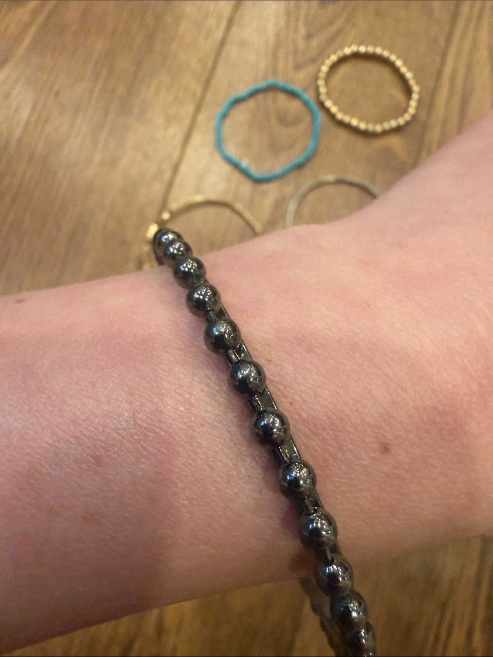Mixed Bead and Metal Bracelet Set - Turquoise, Gold, Black, Green - Picture 4 of 4